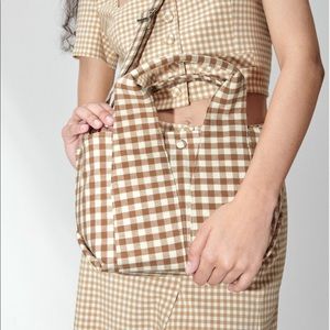 Zara Plaid printed Midi Bag